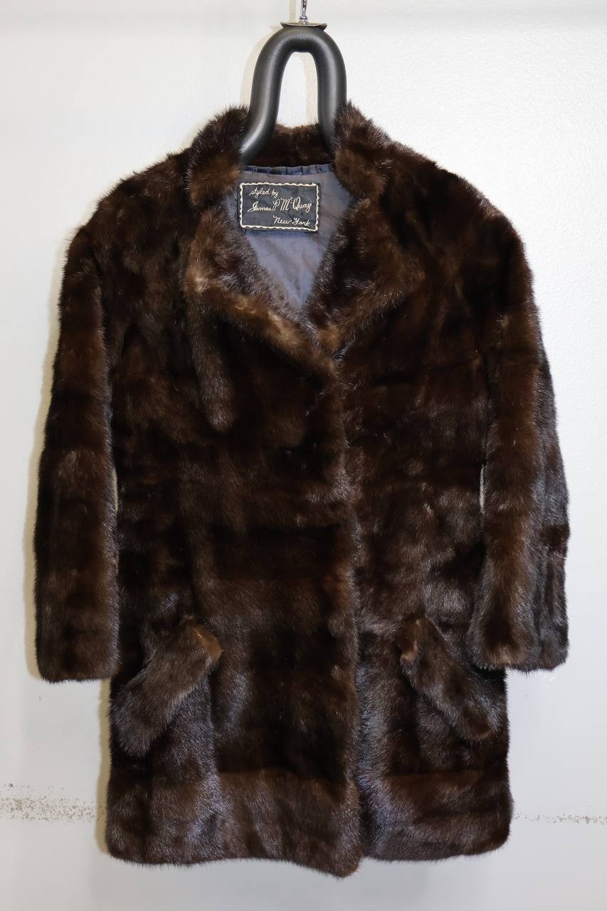Vintage Oleg Cassini Brown Real Mink Luxury Mid Length Medium