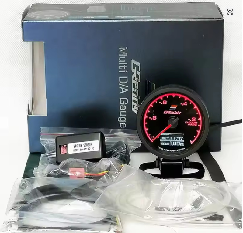 Greddy Digital Vacuum Gauge 62mm Black/Red Face Meter LED JDM Greddy Digital Vacuum Gauge 62mm Black/Red Face Meter LED JDM