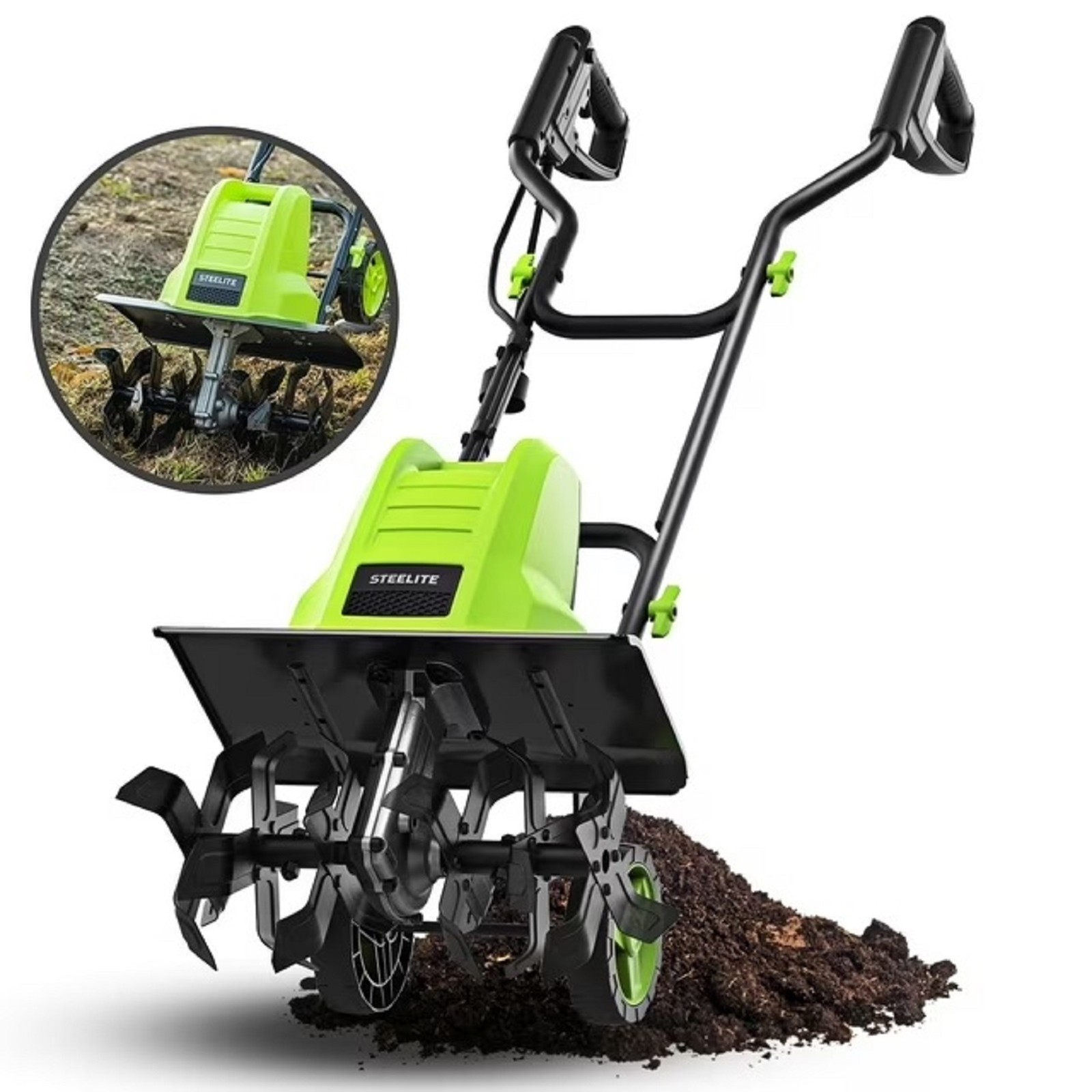 Steelite 16 Inch Corded Electric Tiller,13.5-Amp Electric Tiller and Cultivator