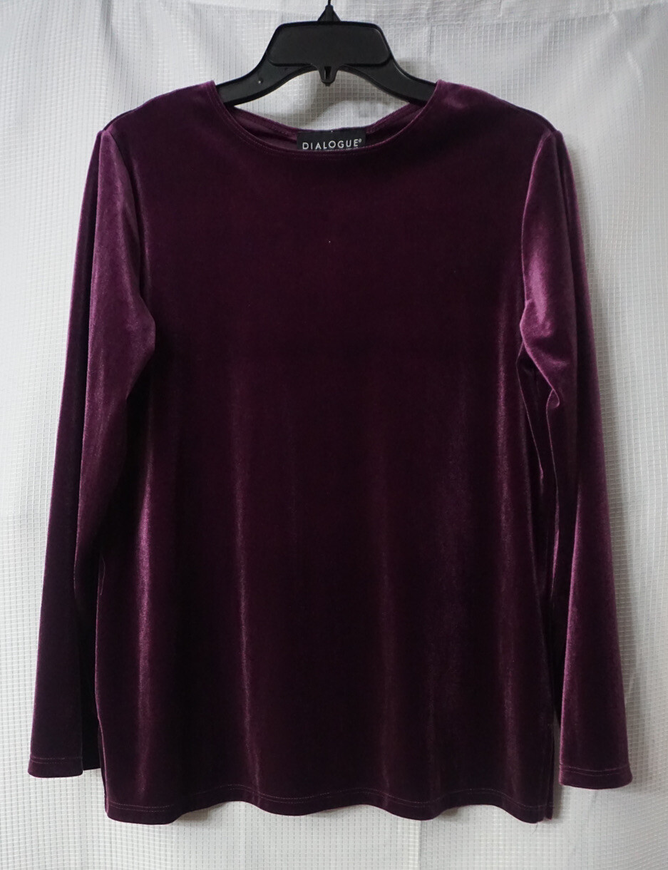 NWT Dialogue Womens Long Sleeve Purple Casual Top Blouse Shirt Size Small