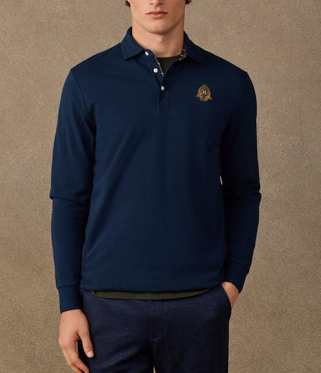 Hackett Heritage Long Sleeve Mens Polo Shirt Crest Logo in Old Navy Size XL