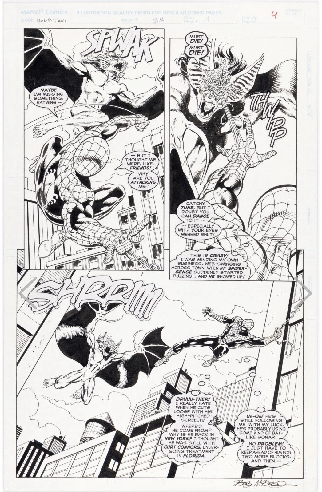 Original Comic Art Untold Tales Of Spider-Man #24, page 4: RARE Bob McLeod