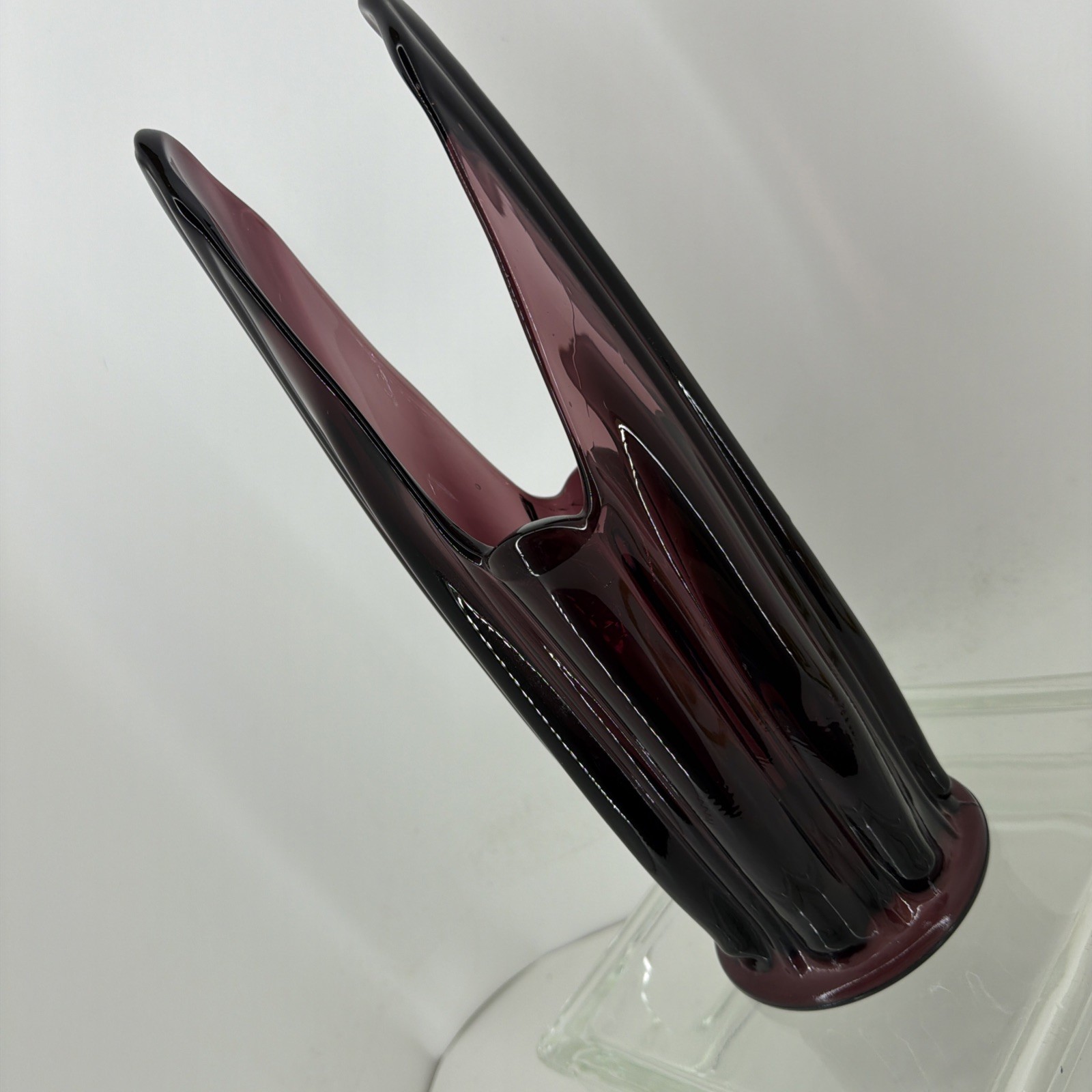 HTF Vintage MCM LE Smith Purple Amethyst Dragon Tooth Vase 13” Stunning