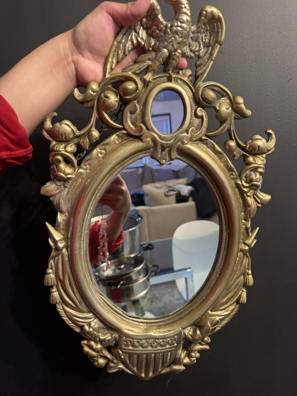 3452M Antq Brass Eagle Wall Mirror Early 1900's Replica of 1862 Civil War Era 3452M Antq Brass Eagle Wall Mirror Early 1900's Replica of 1862 Civil War Era