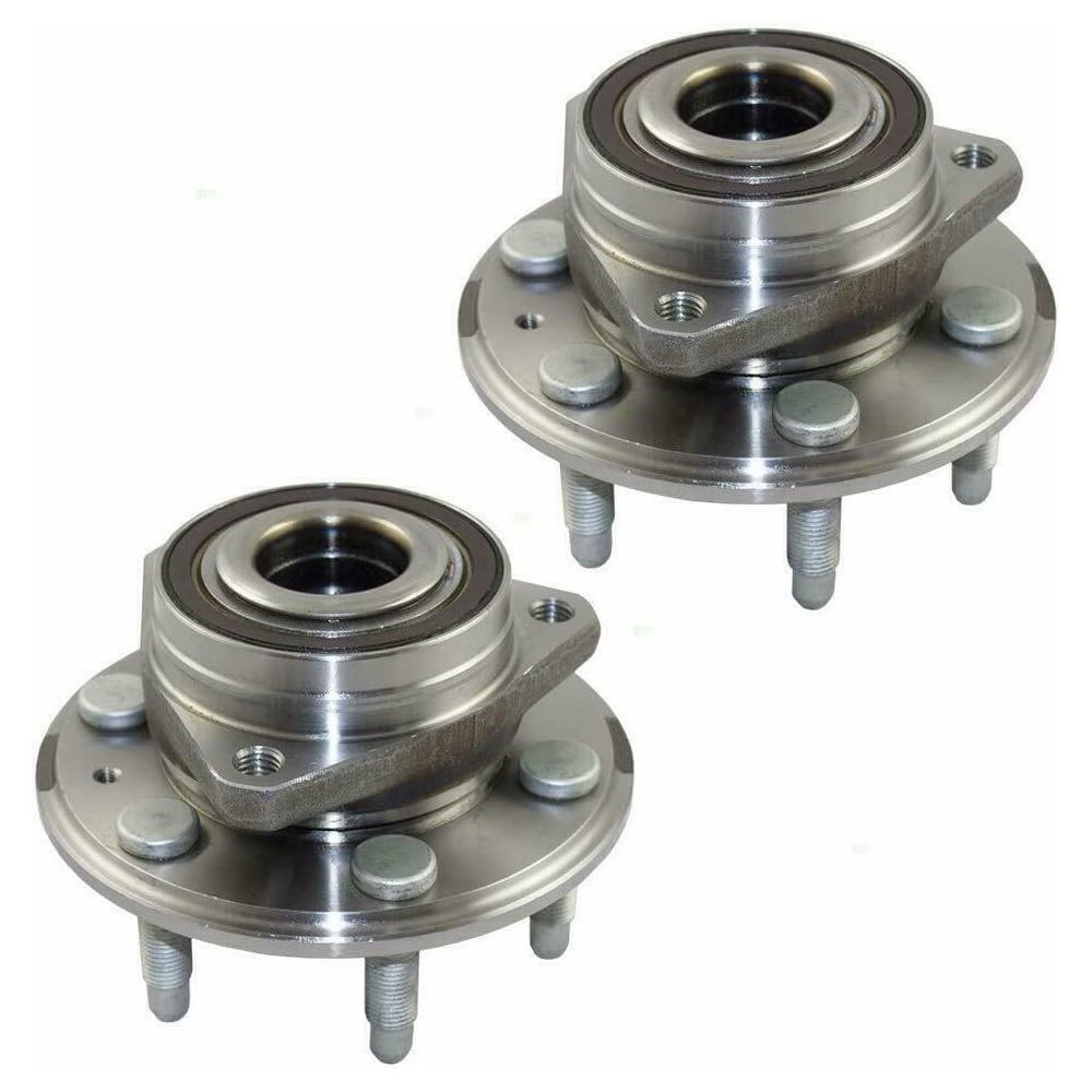 2pc Wheel Hub Bearing Assembly Front Rear Polished 6-Bolt Cadillac