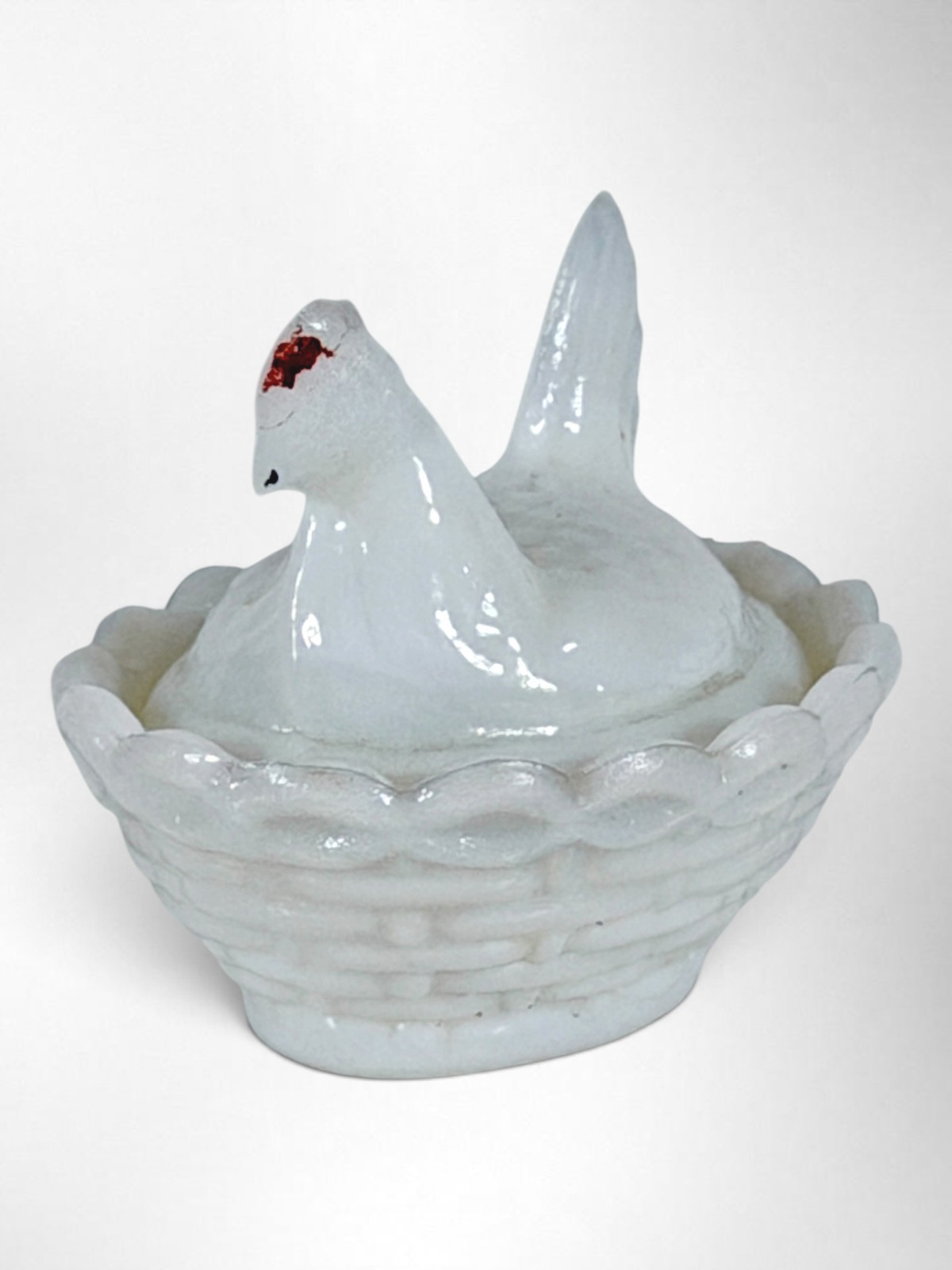 Vintage Westmoreland Milk Glass Mini Hen On Nest Trinket Dish