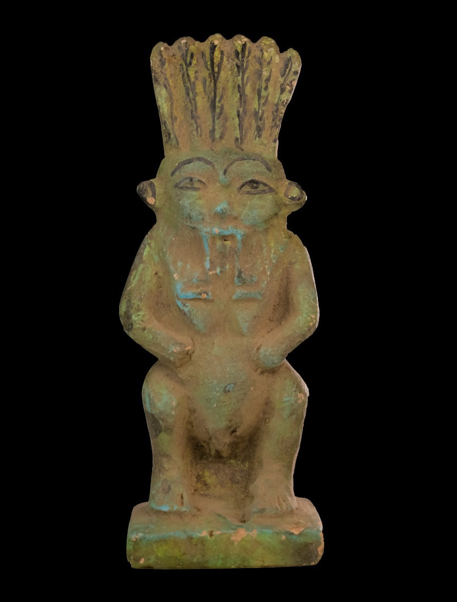 Ancient Egyptian God Bes Statue Rare Pharaonic Stone Protection Deity Artifact