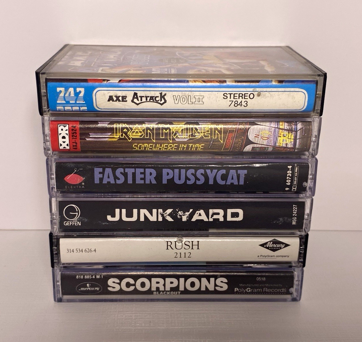 Vintage Heavy Metal Cassette Tape Lot Iron Maiden Rush 2112 Scorpions Axe Attack Vintage Heavy Metal Cassette Tape Lot Iron Maiden Rush 2112 Scorpions Axe Attack