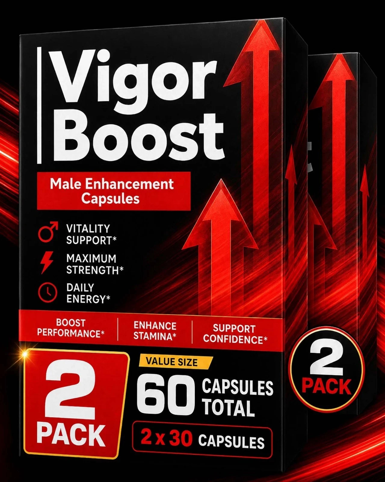 Vigor Boost Men's Health Support 30 Capsules Pack of 2 F/S 