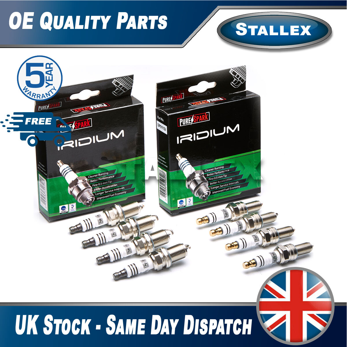 Stallex 8X IRIDIUM TIP SPARK PLUGS FOR ALFA ROMEO 147 2.0 16V TWIN SPARK 2001-20
