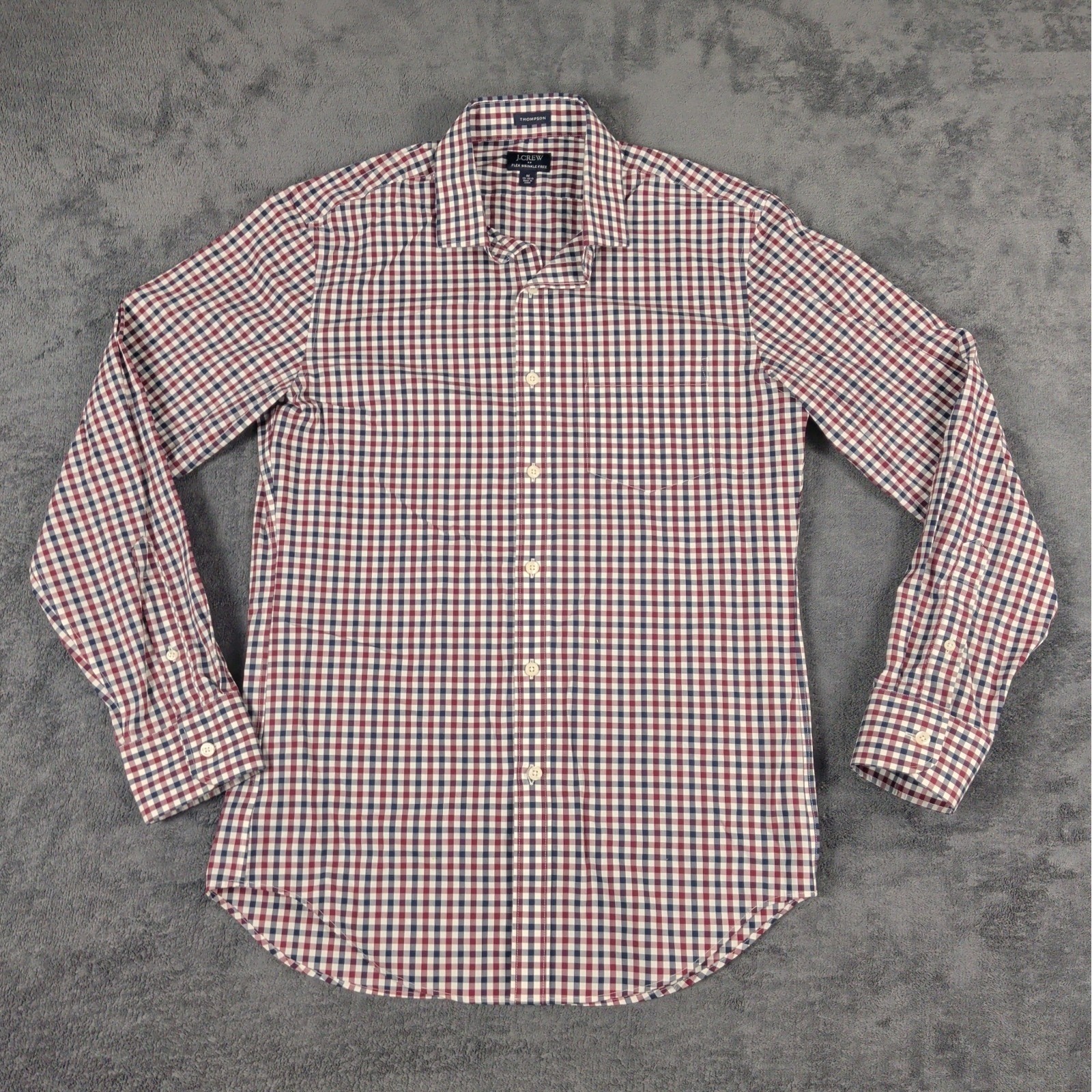 J Crew Button Up Shirt Mens M Red Plaid Thompson Premium Shirting 15-15.5