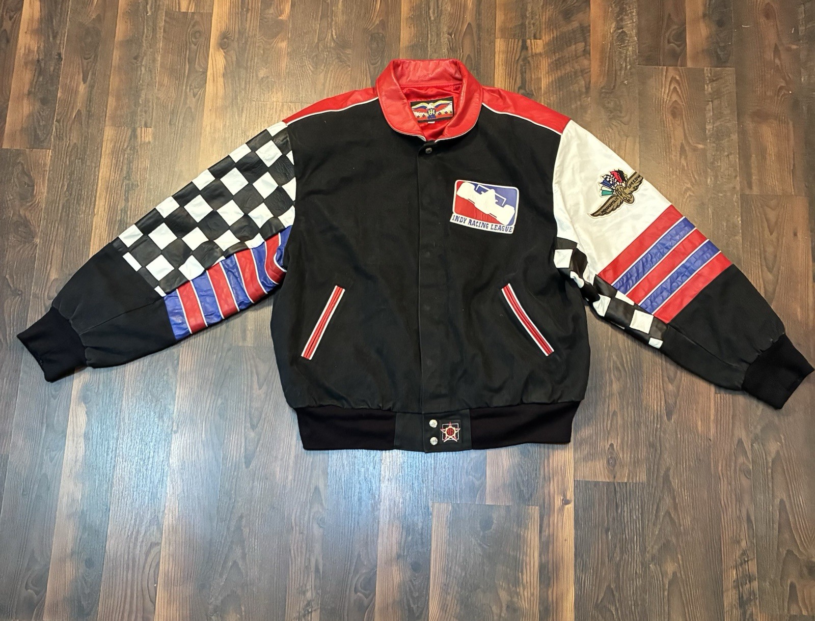 Vintage Jeff Hamilton Indy Racing League Bomber Style Jacket Size XL USA Made