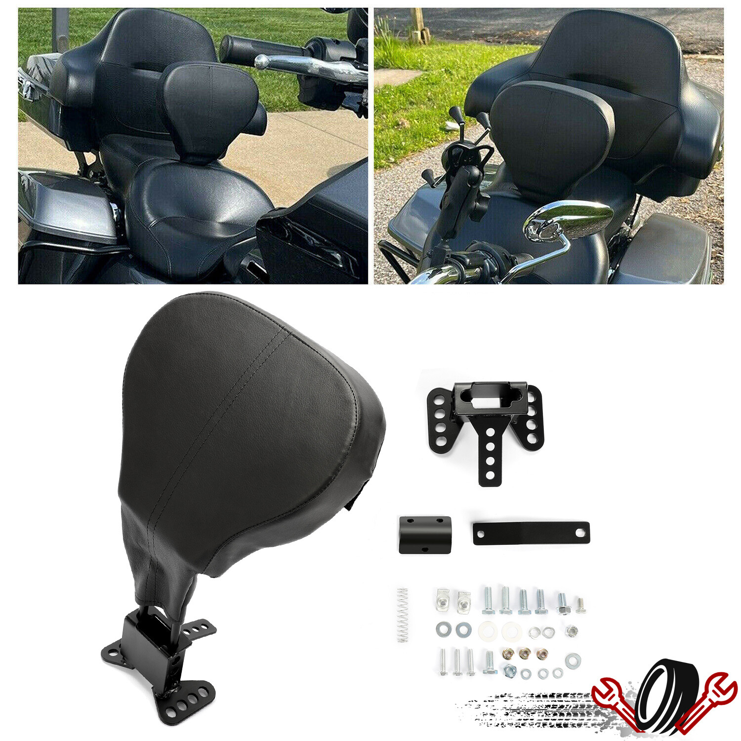 Black Adjustable Driver Rider Backrest For 2009-2023 Harley Davidson Touring Black Adjustable Driver Rider Backrest For 2009-2023 Harley Davidson Touring