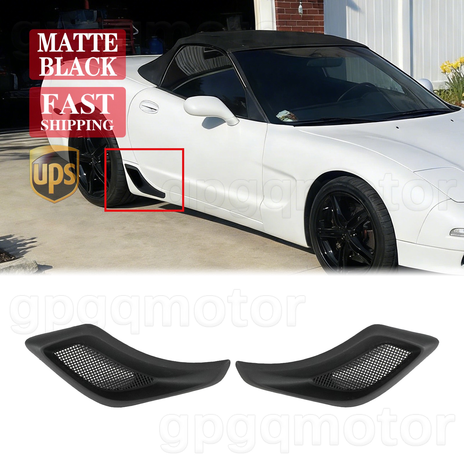 For Corvette C5 Z06 1997-2004 Matte Black Rear Lower Brake Duct Scoops Vent Pair