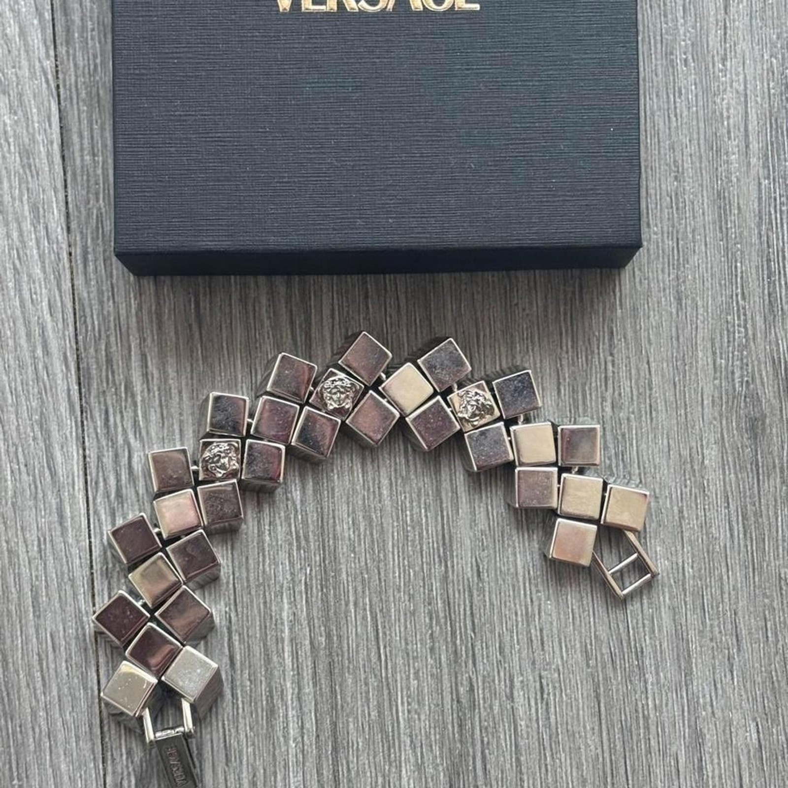 RARE Versace Silver Medusa Cube-Link Bracelet New-in-Box RARE Versace Silver Medusa Cube-Link Bracelet New-in-Box