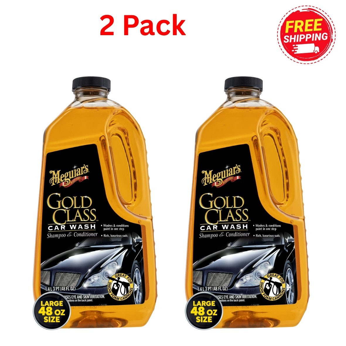 Meguiar's G7148 Gold Class Car Wash Shampoo and Conditioner - 48 oz (2 Bottles)