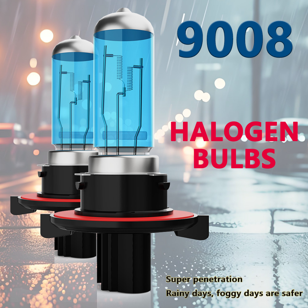 2 PCS 9008/H13 Halogen Headlight Super Bright Bulbs Kit White 6000K Hi/Lo Beam