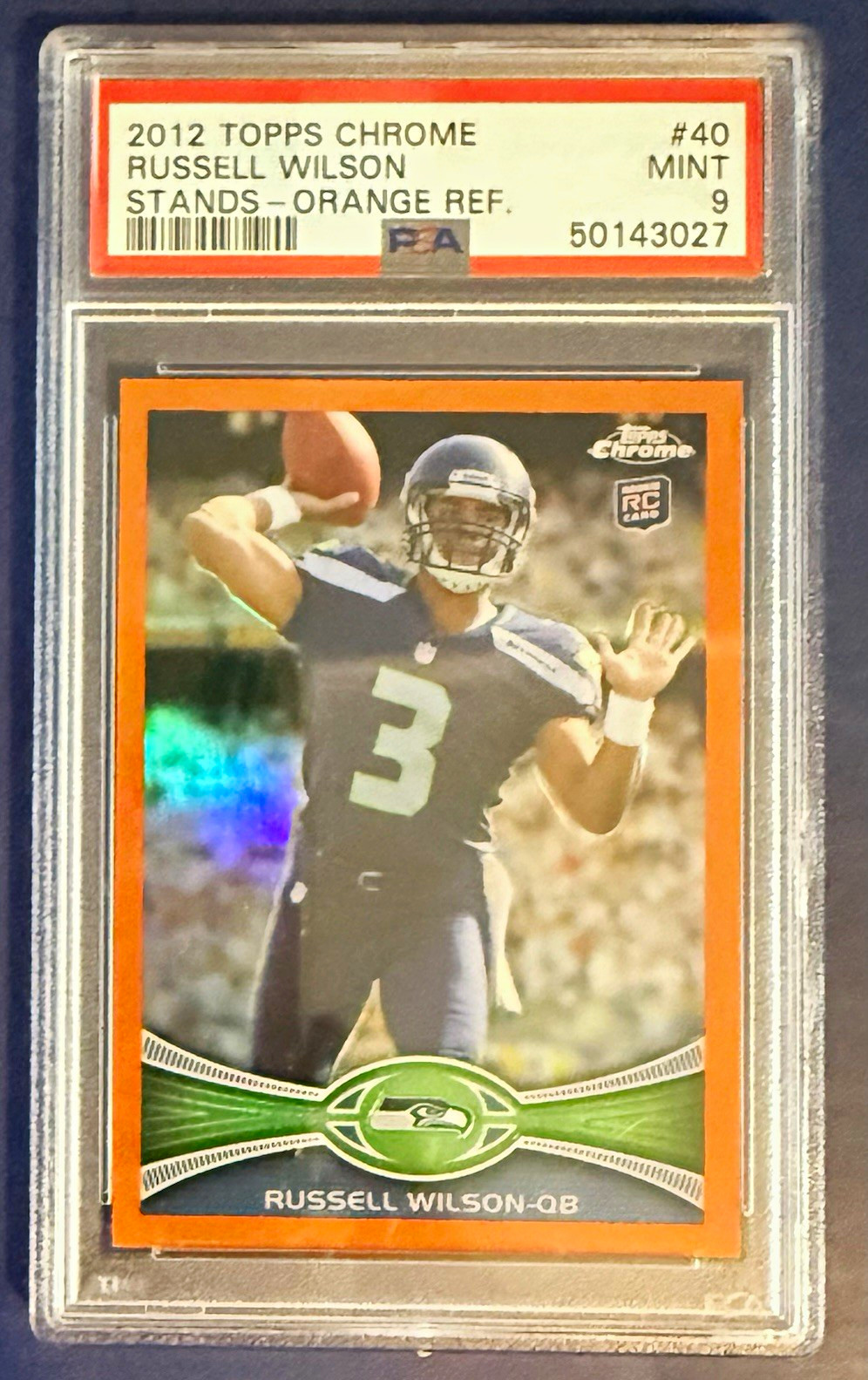 Topps 2012 Topps Chrome Russell Wilson #40 Stands Orange Refractor PSA 9