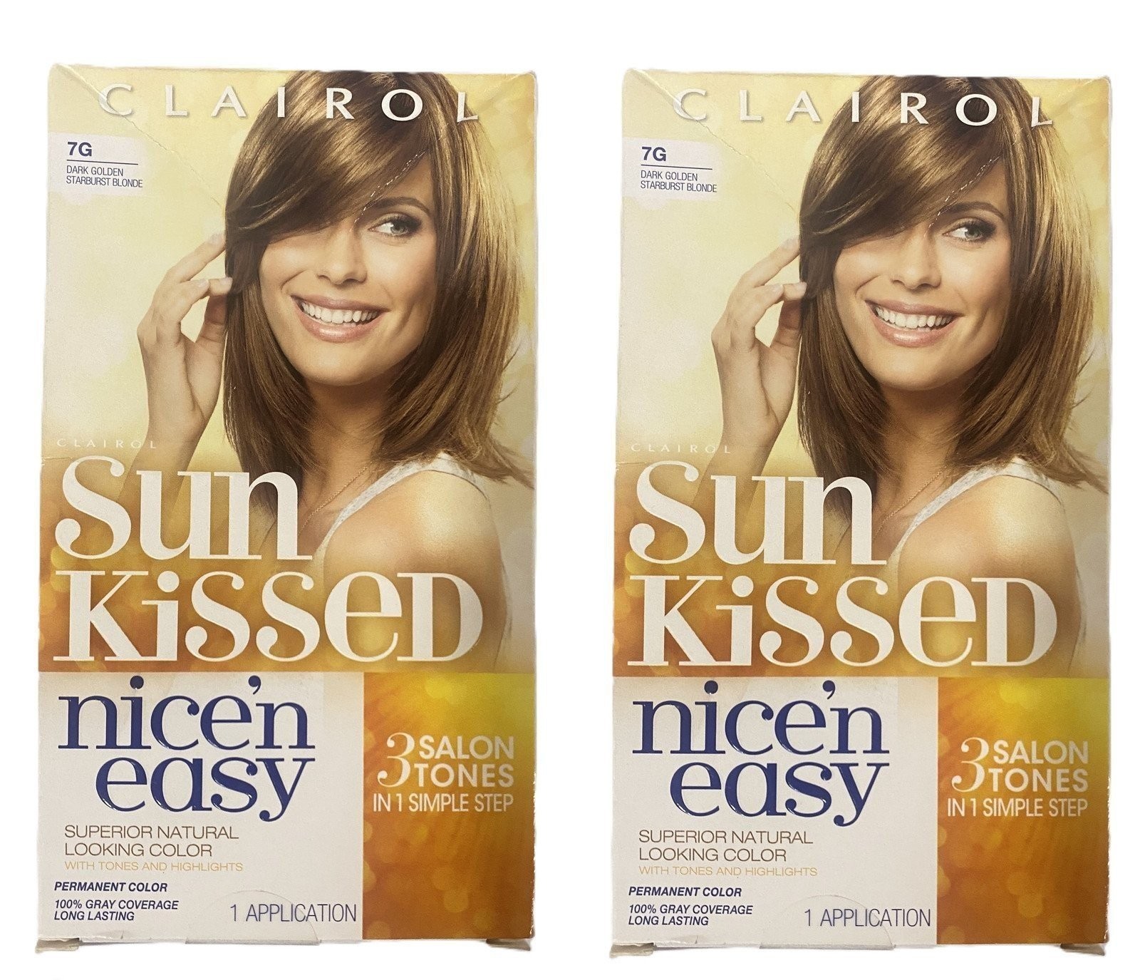 (Pack 2) Clairol Sun Kissed Nice N Easy 7G Dark GOLDEN STARBURST BLOND Permanent (Pack 2) Clairol Sun Kissed Nice N Easy 7G Dark GOLDEN STARBURST BLOND Permanent