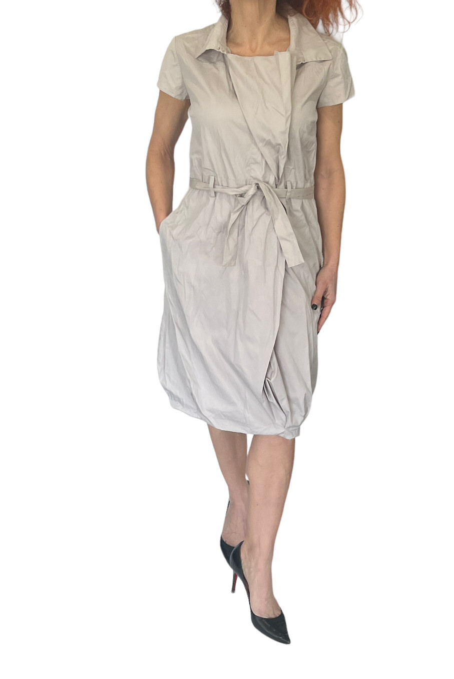 CELINE France Dress 38 6 Utiiltarian Safari Chic Luxury Khaki Cotton Minimalist