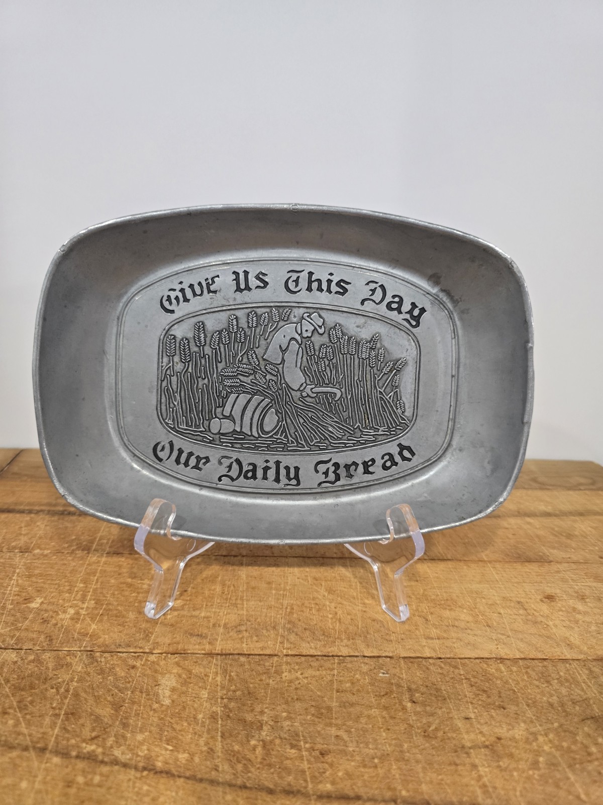 Vintage Cast Aluminum Bread Tray Give Us This Day Our Daily Bread 