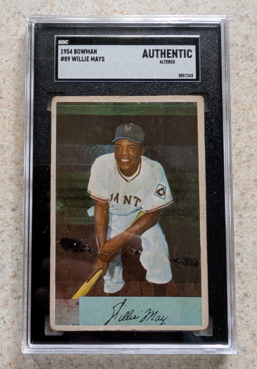 1954 Bowman #89 - WILLIE MAYS - SGC Authentic Altered - Centered / Eye Appeal
