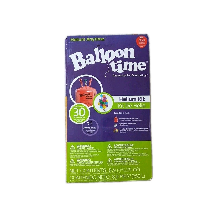 Balloon Time Helium Tank Kit - 30 Balloons Included & Spool Of White Ribbon NEW Balloon Time Helium Tank Kit - 30 Balloons Included & Spool Of White Ribbon NEW