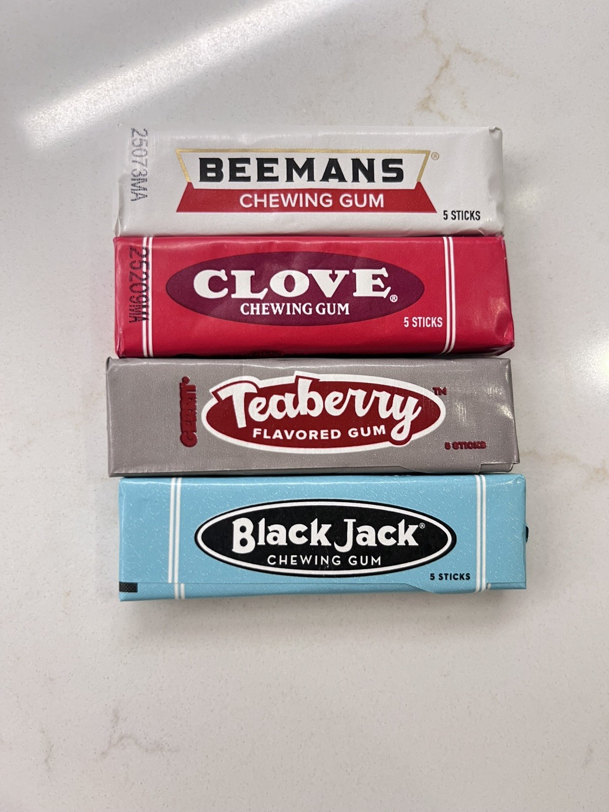 4 PACKS Retro Nostalgic Chewing Gum 5 Sticks  Beemans Clove Black Jack Teaberry