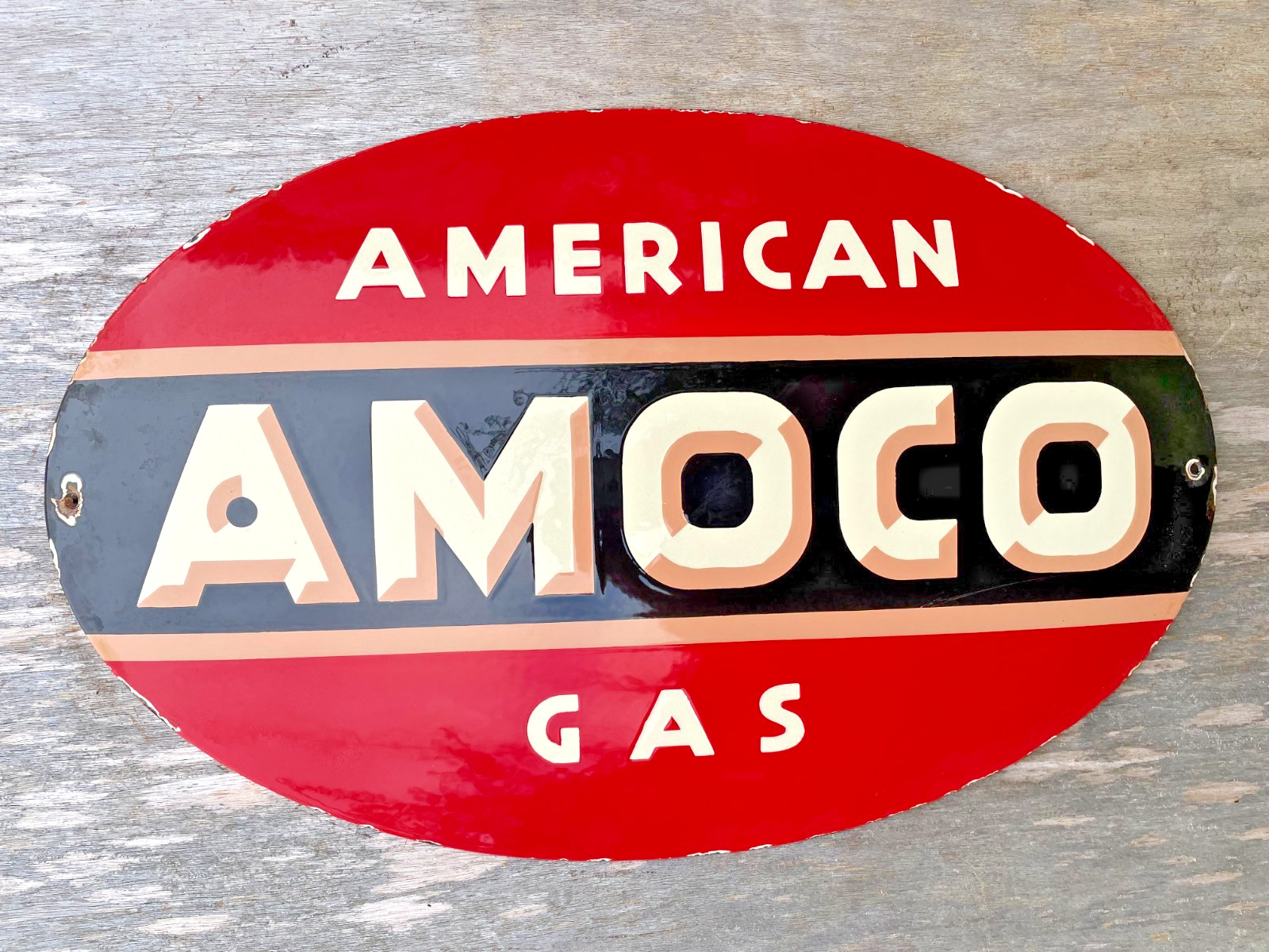 AMOCO porcelain sign advertising vintage gas oil garage 24\