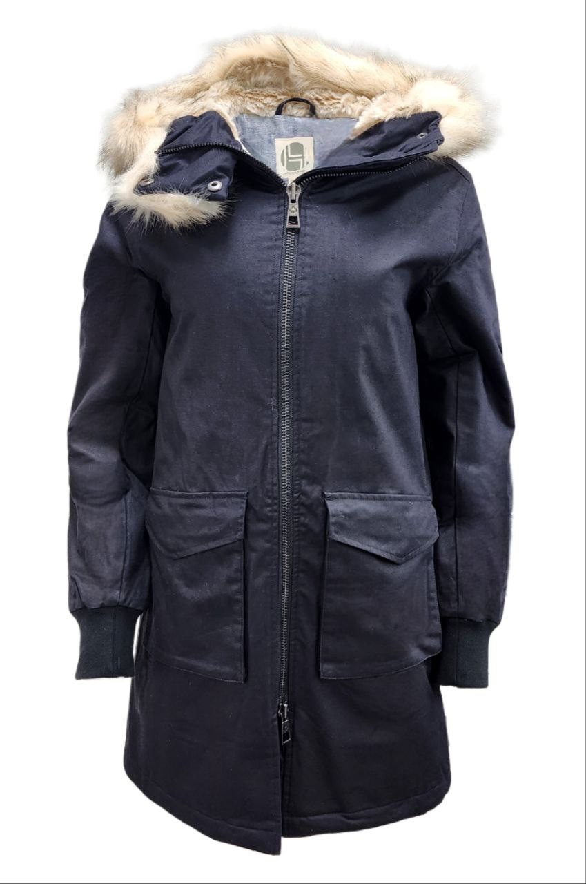 HoodLamb Women\'s Black Long Natural Hemp Hooded Parka 420 NWT