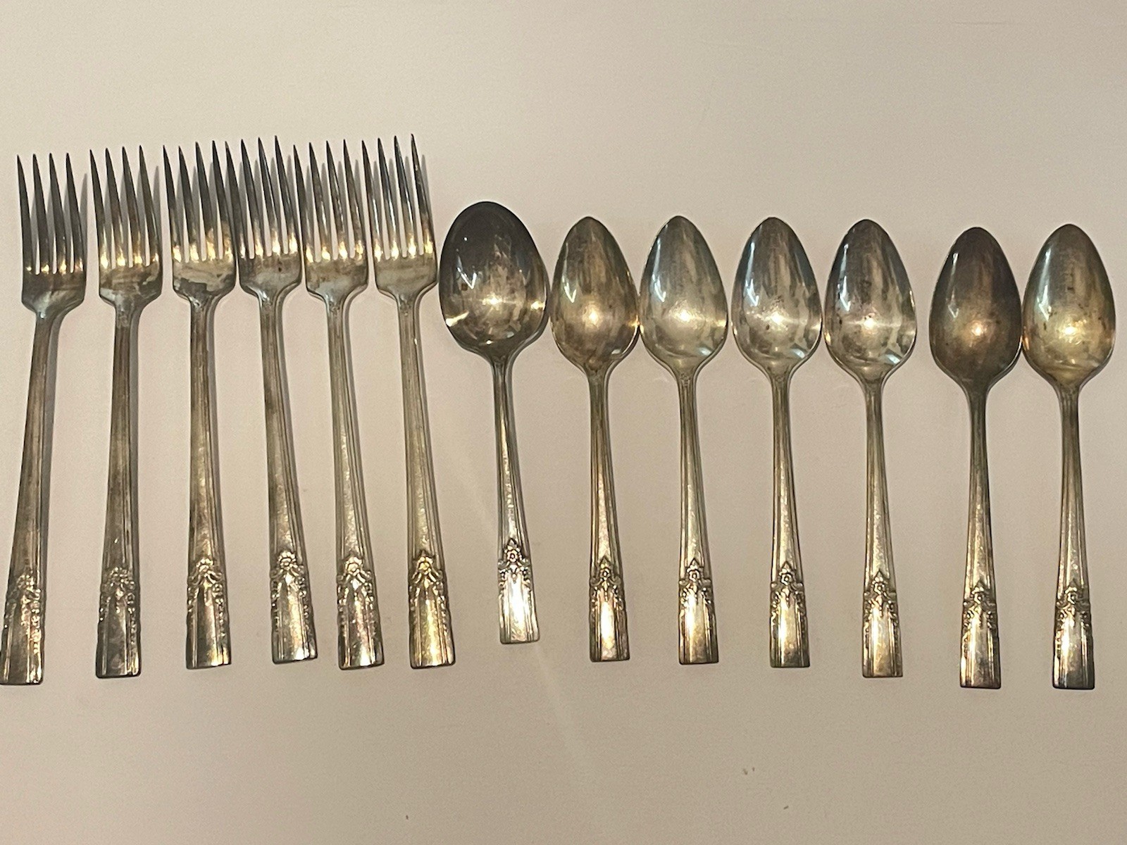 13 PCs Vintage WM Roger’s AA Oneida Ltd. Silver Plate Silverware Forks Spoons