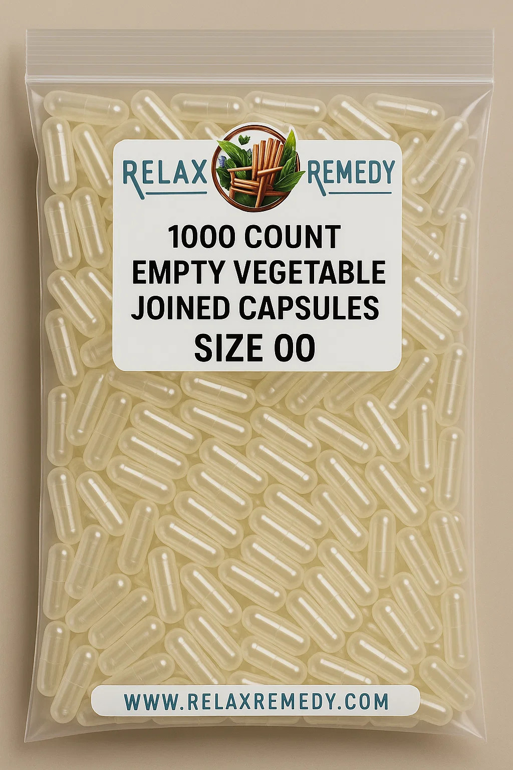 Empty Vegetable Capsules 1000 Count - Size 00 Non-GMO Clear, Joined, VEGETARIAN