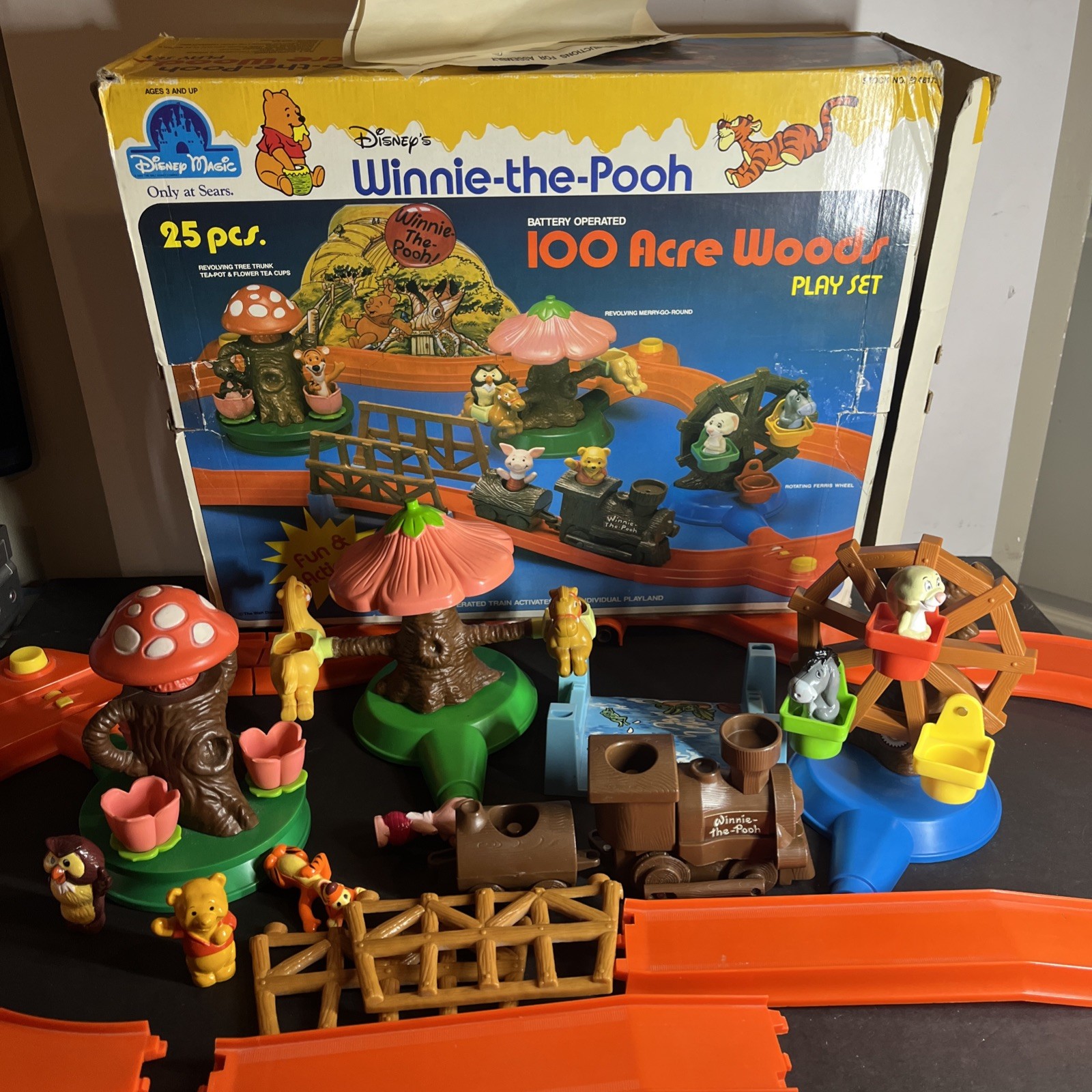 Sears Winnie the Pooh 100 Acre Woods Train Playset Toys - VTG 1988 Please Read Sears Winnie the Pooh 100 Acre Woods Train Playset Toys - VTG 1988 Please Read