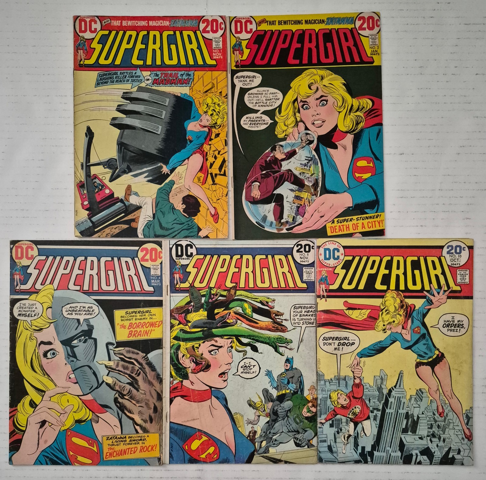 Supergirl Comic Lot (5) #1, 2, 4, 8, 10 VG+ VG- Vince Colletta 1972 Bronze Age 
