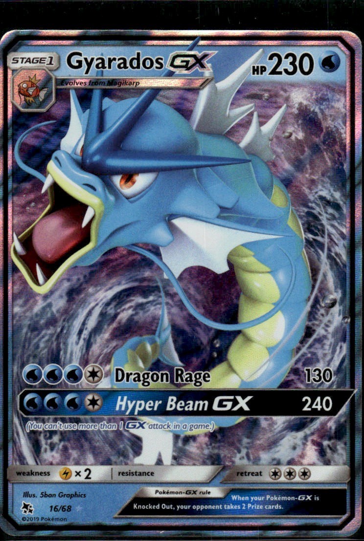 Gyarados GX Ultra Rare Hidden Fates 16/68 Water Holo Pokemon Card Gyarados GX Ultra Rare Hidden Fates 16/68 Water Holo Pokemon Card