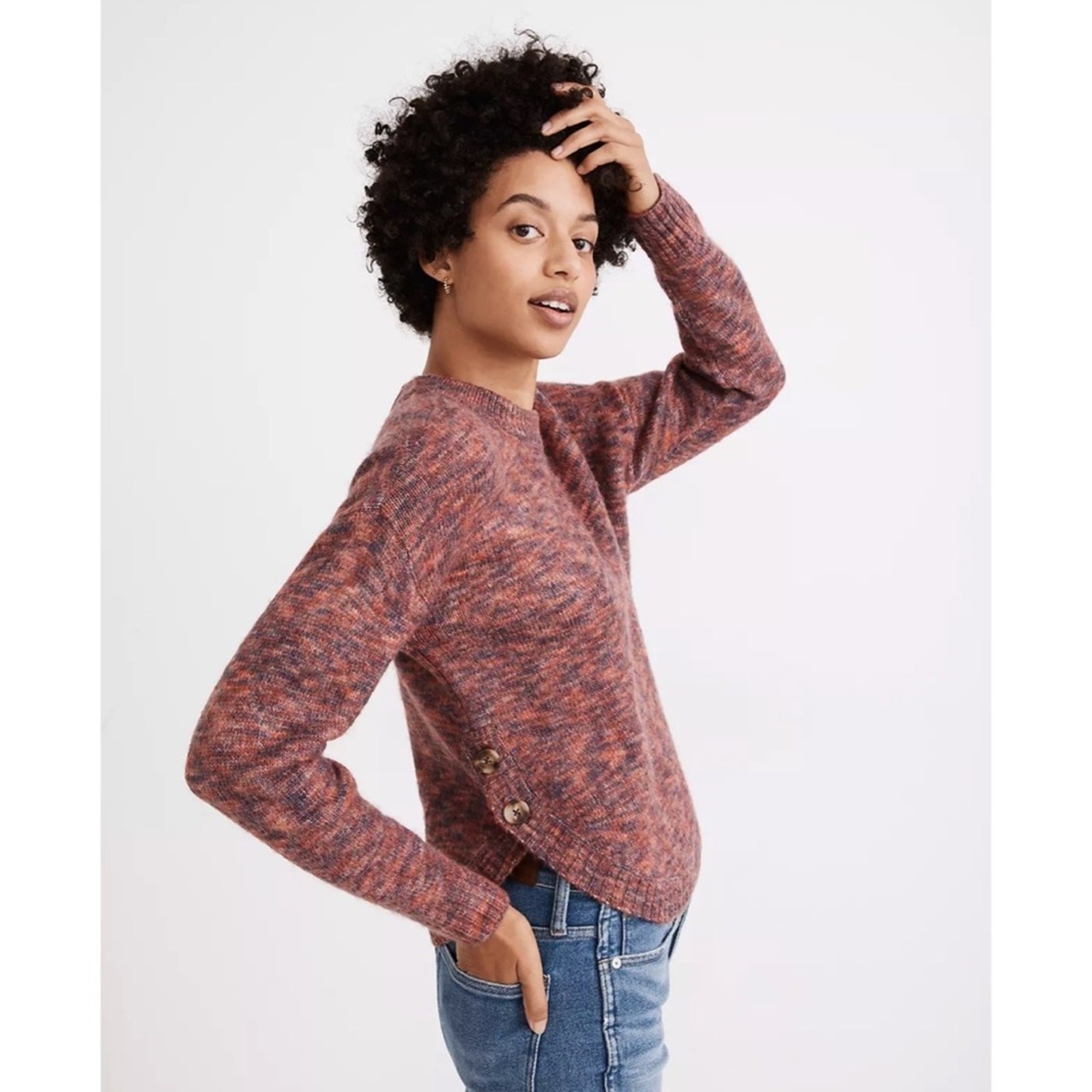Madewell Space-Dyed Birchmont Side-Button Pullover Sweater sz S small Madewell Space-Dyed Birchmont Side-Button Pullover Sweater sz S small