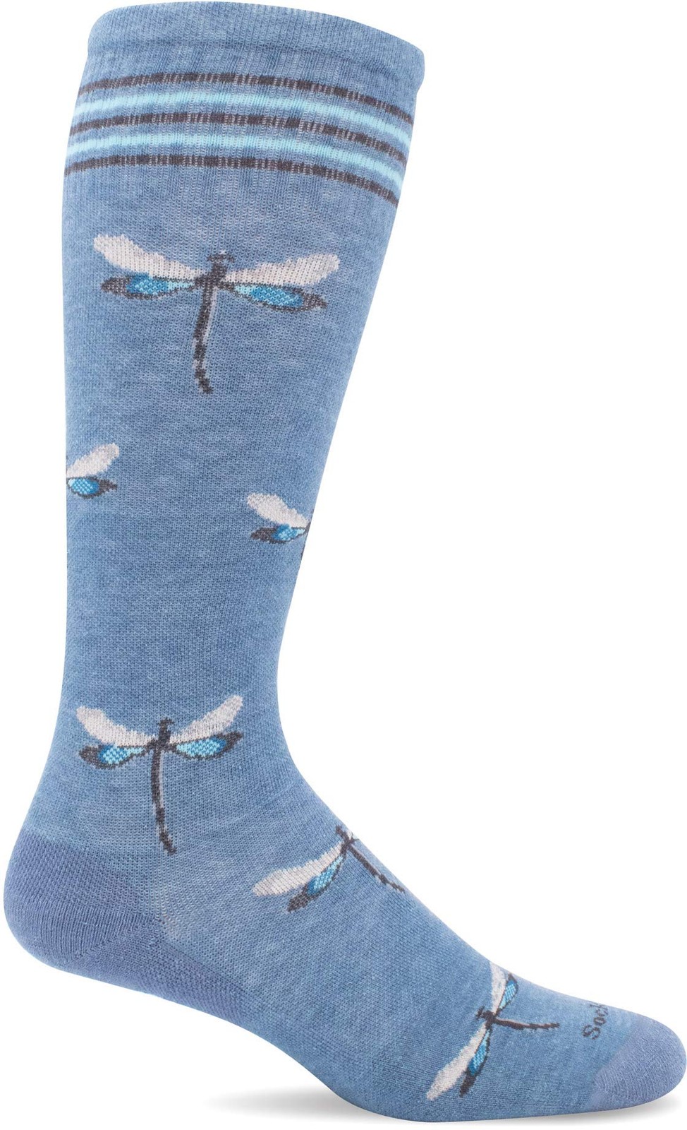 Women\'s Dragonfly Moderate Graduated Compression Sock, Bluestone with Sparkle...