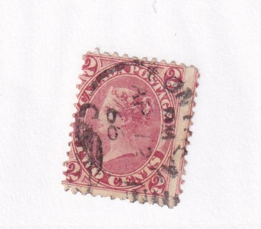 CANADA # 20a FVF-2cts DEEP CLARET WITH MONTREAL DATED CANCEL