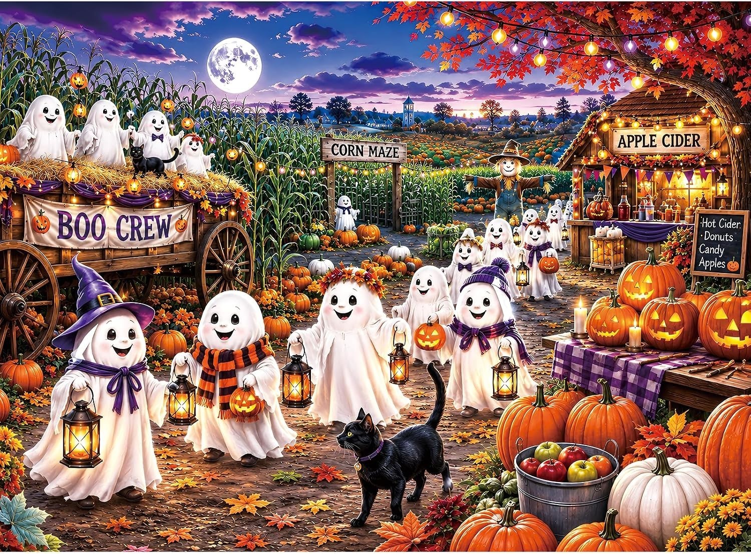 Ghost Pumpkin Halloween Village 500 Piece Jigsaw Puzzle for Adults