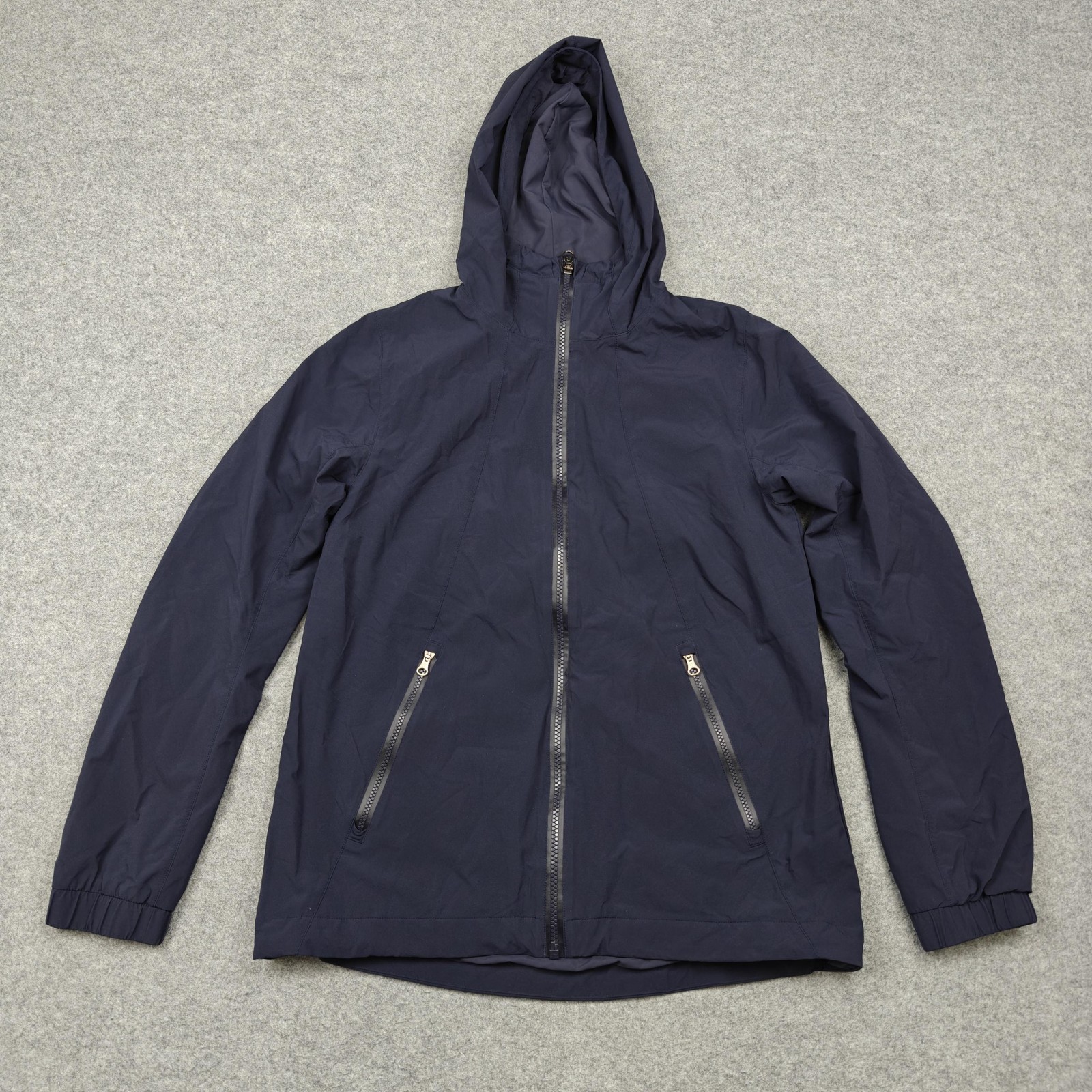 Lululemon Jacket Womens 6 Blue Hooded Full Zip Windbreaker Vent Back Lightweight