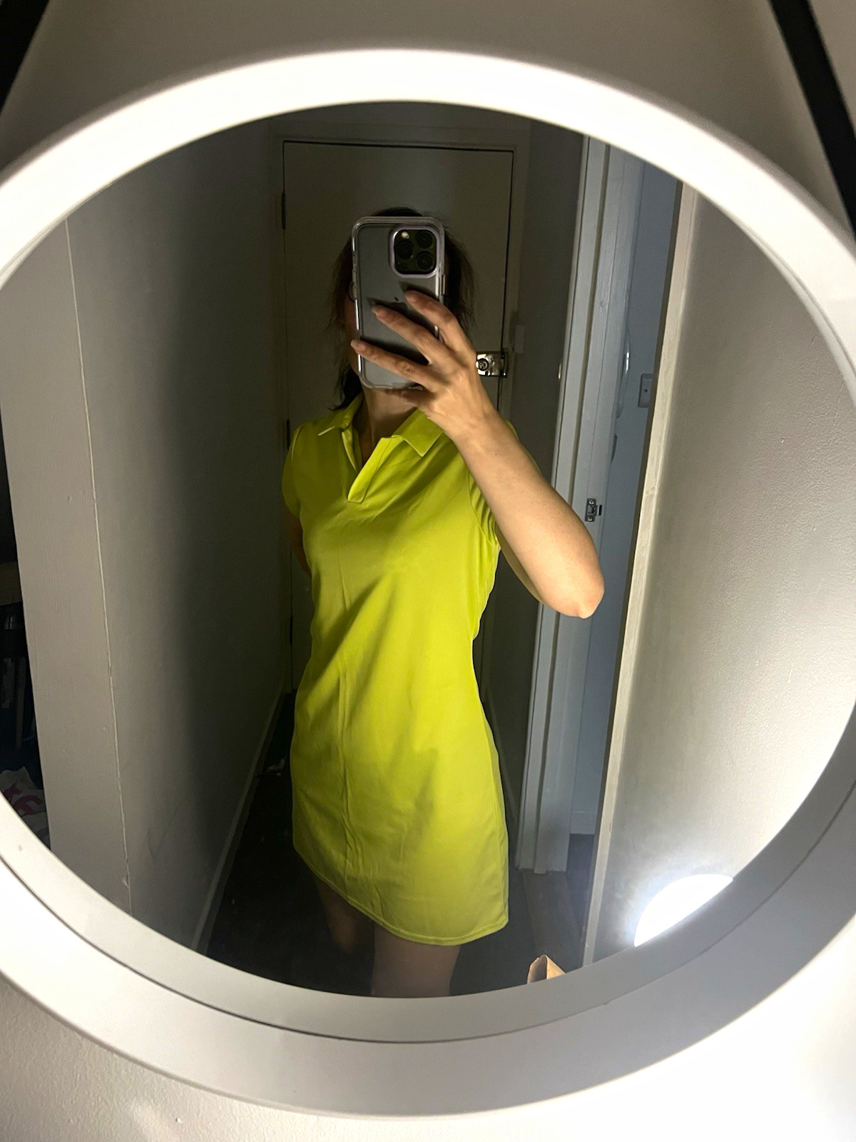 Vintage 70s/80s Lime Green Polo Dress Mini | Fits UK 8 Small