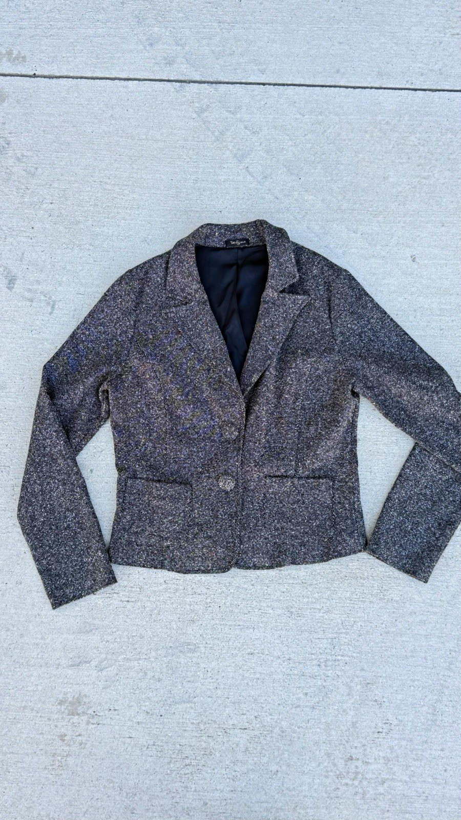 Twenty One Women\'s Gray Blazer Jacket Size L Button Pockets Lined Long Sleeve