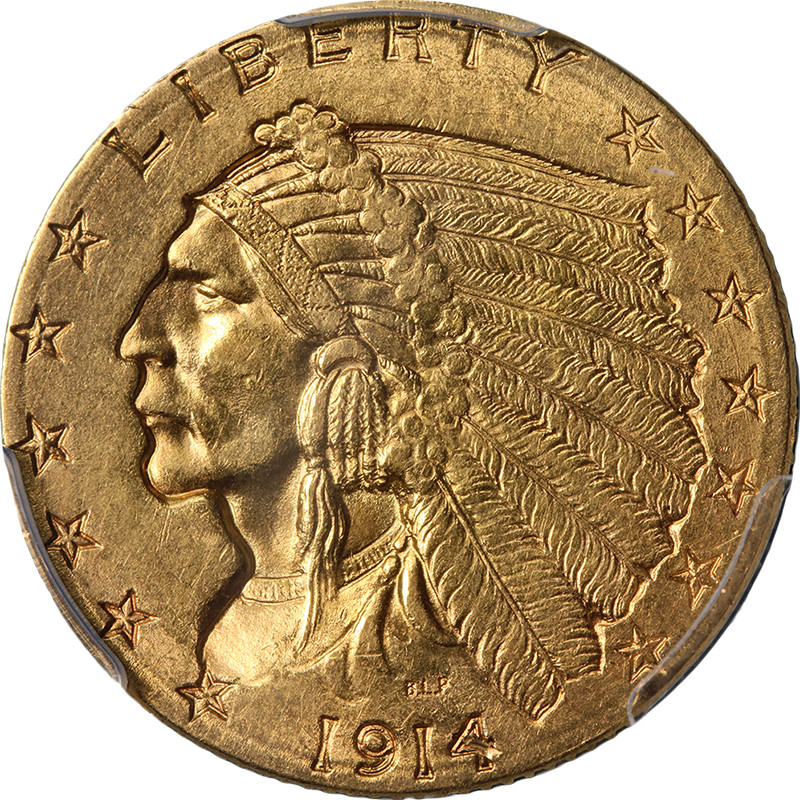 1914-D Indian Gold $2.50 PCGS MS62 Nice Eye Appeal Nice Strike