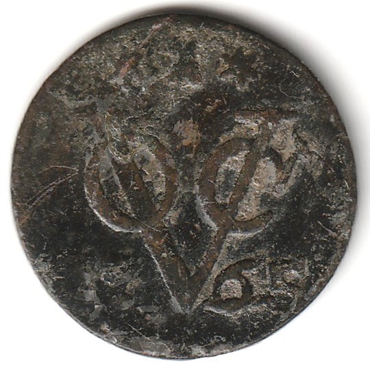 1765 Netherlands East Indies Zeeland VOC Duit Copper Verdigris Free US Shipping