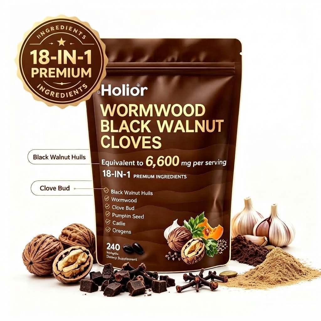 Holior Wormwood Black Walnut Clove Herbal Supplement 240 Softgels