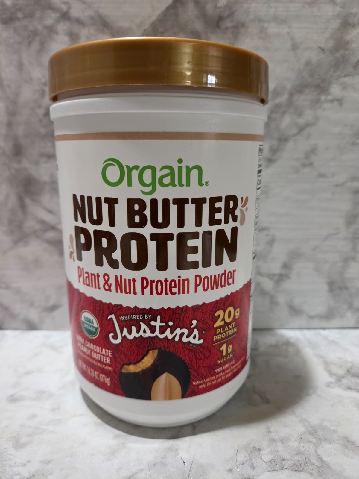 Orgain Nut Butter Protein Justin\'s Dark Chocolate Peanut Butter 13.28 OZ 2/2027 Orgain Nut Butter Protein Justin\'s Dark Chocolate Peanut Butter 13.28 OZ 2/2027
