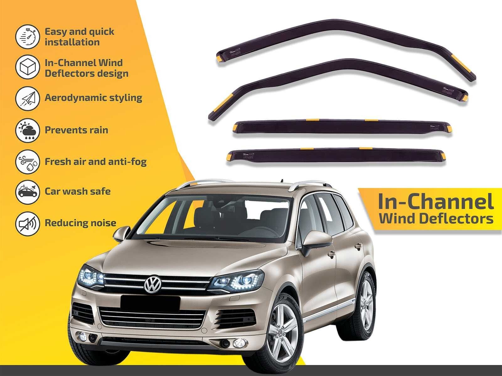 Wind Deflectors In Channel For VW Touareg 2010-2018 4-Pcs Sun Visors Rain Guard