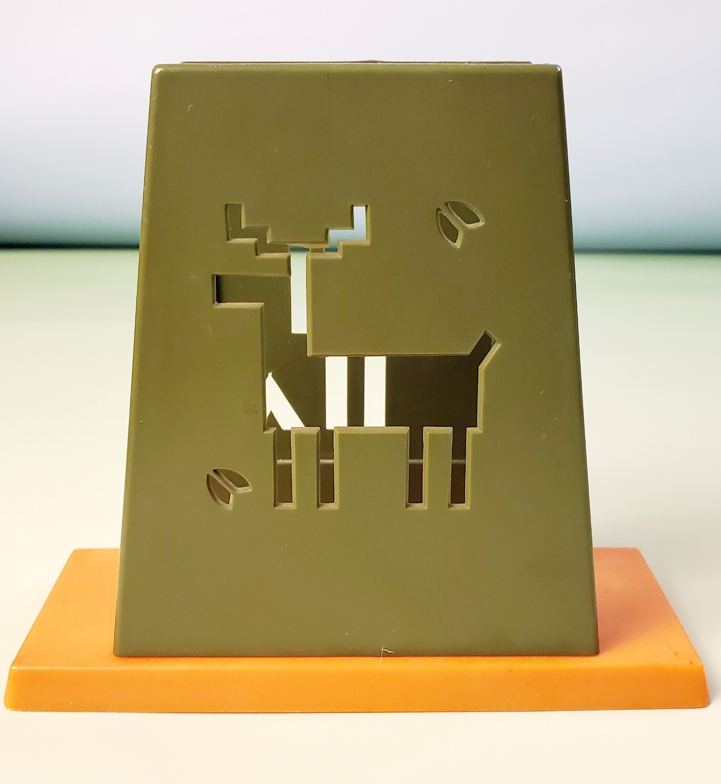 Vintage St. Labre Indian School Plastic Napkin Holder MCM Avocado Green Orange