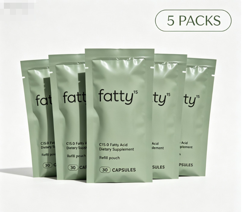 5 PCS Fatty15 Pure C15:0 Supplement 30 Ct Each Gut Support Refill Pouch