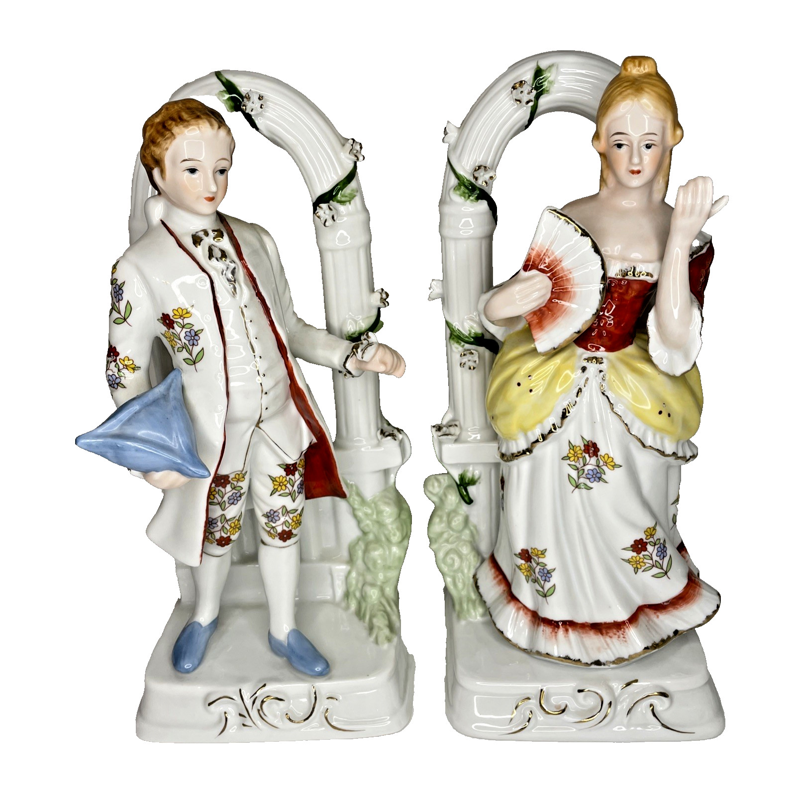 Empress by Haruta - Rare Set of Victorian Themed Ceramic Bookends 10” - Japan